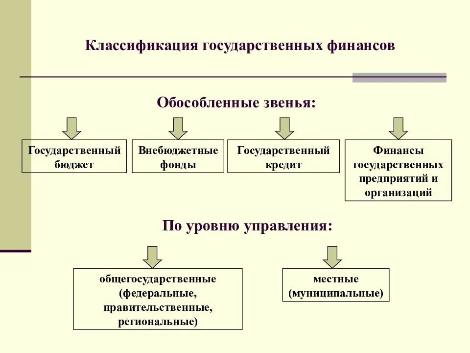 Суть муниципальных финансов. Звенья системы государственных и муниципальных финансов. Классификация государственных финансов. Составляющие государственных и муниципальных финансов. Структура государственных и муниципальных финансов.