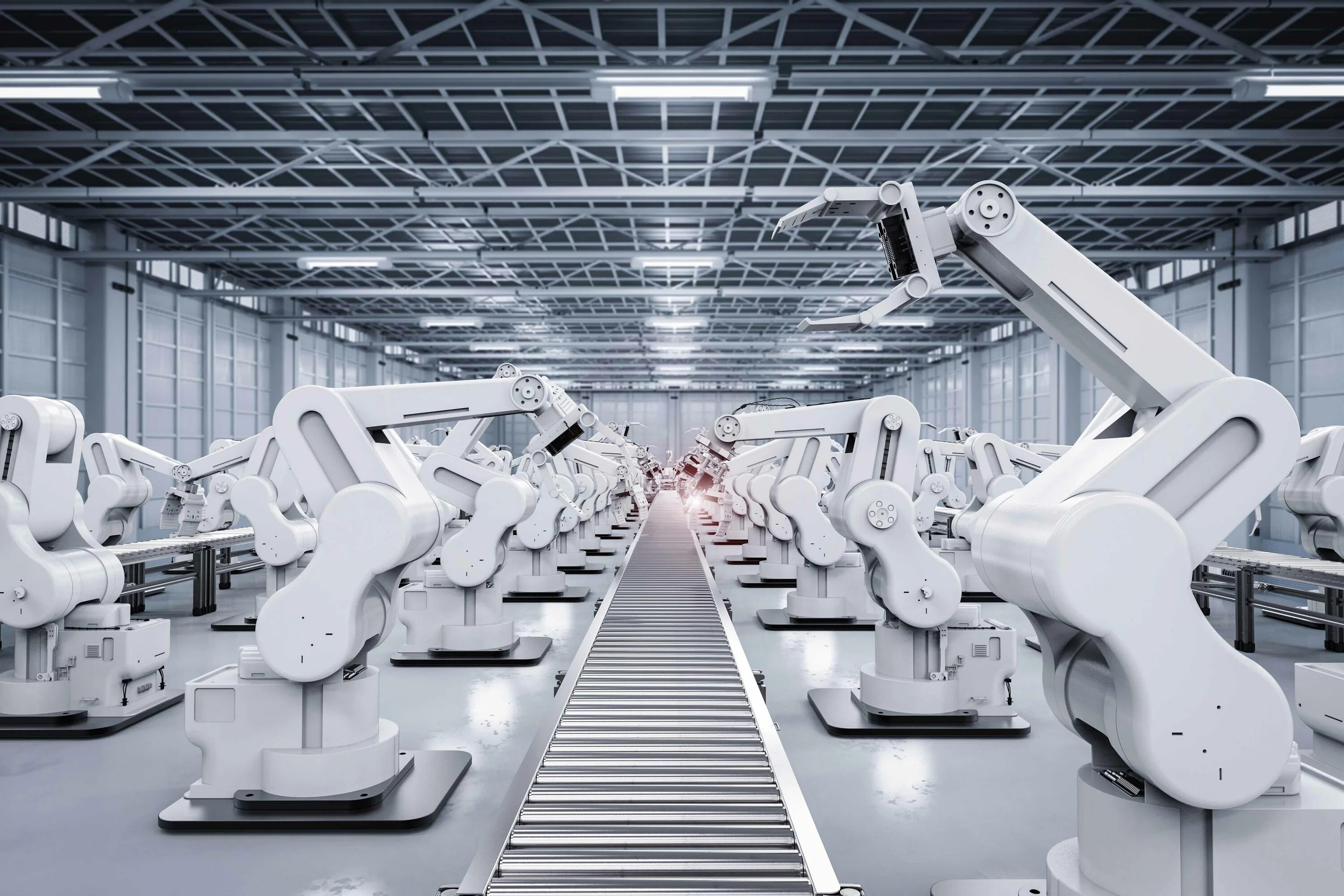 Robot factory. Завод будущего. Автоматизированный цех. Промышленные роботы. Робот конвейер.