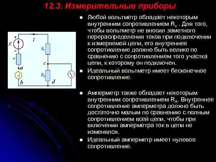 Идеальный амперметр имеет