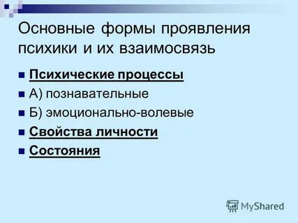 Формы проявления психики процессы