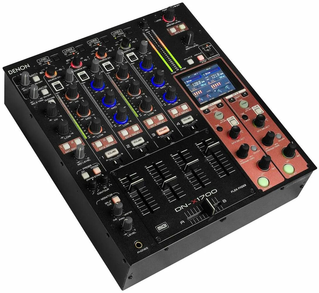 Denon 1700. Микшерный пульт Denon. DN-x1700. Пульт Denon DJ. Автоматический микшер.