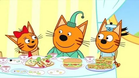 3 кота едят