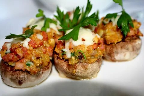 Шампиньоны фаршированные креветками