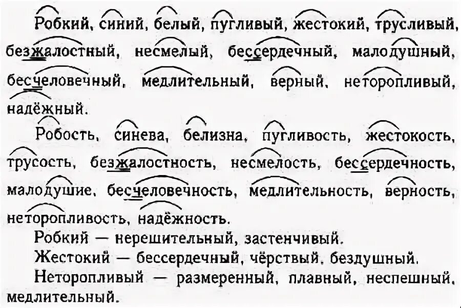 Корень слова медлительный. Робкий синий белый пугливый. Выпишите сначала имена прилагательные. Имена прилагательные волнистой линией.