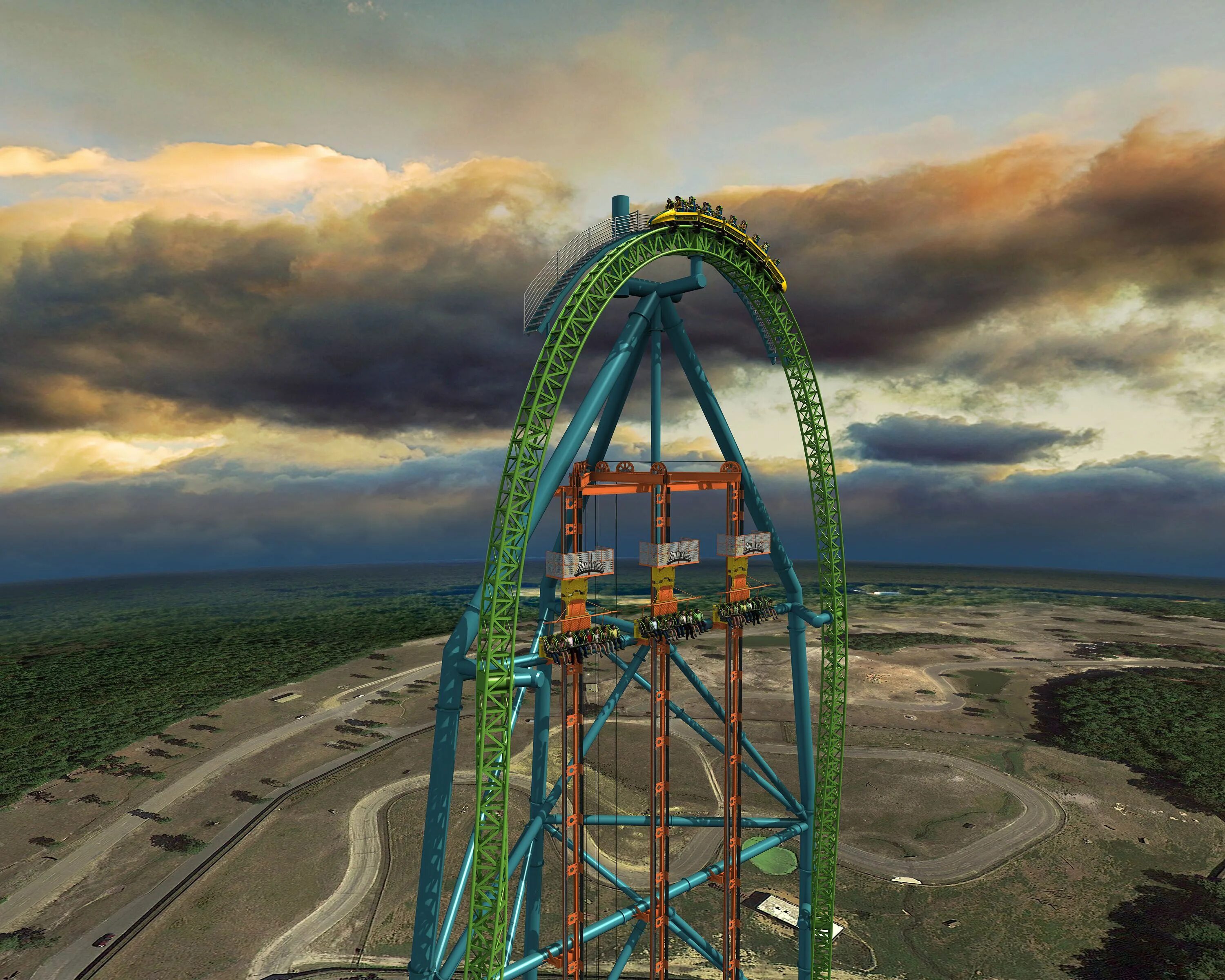 Высокие развлечения. 4. Kingda ka, Six Flags great Adventure, Нью-джерси, США. Zumanjaro — самая высокая американская горка в мире. Аттракцион Zumanjaro. Американские горки в Нью джерси.