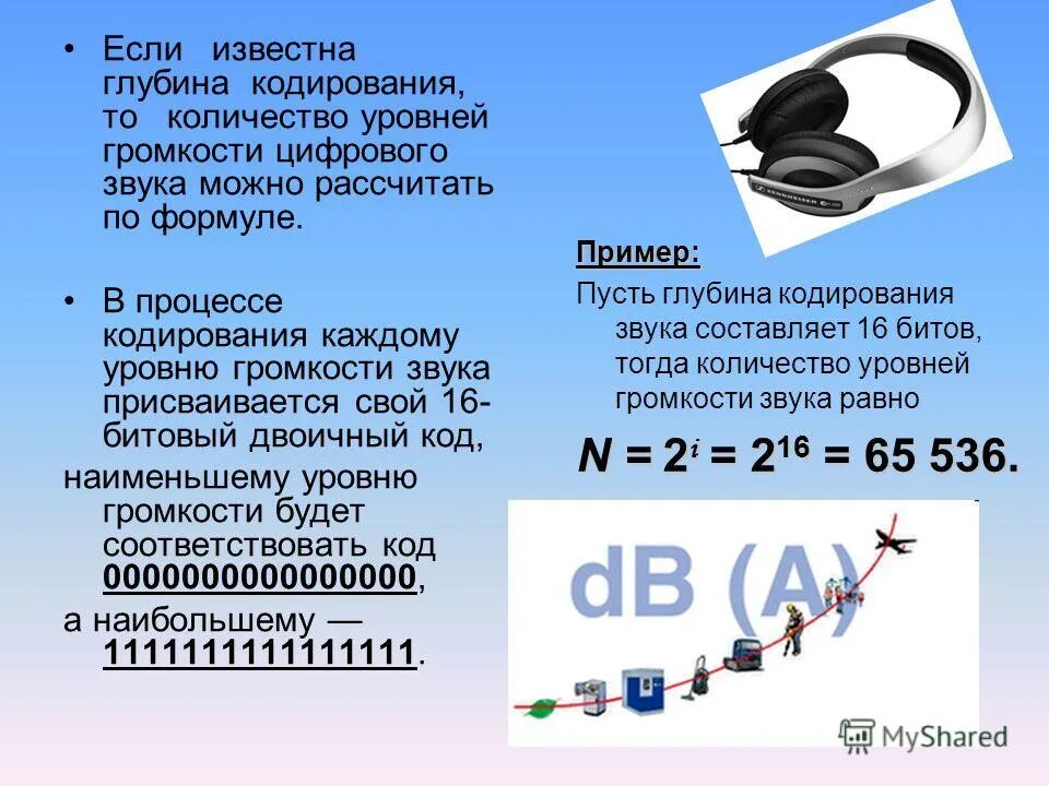 Определите глубину кодирования звука в битах