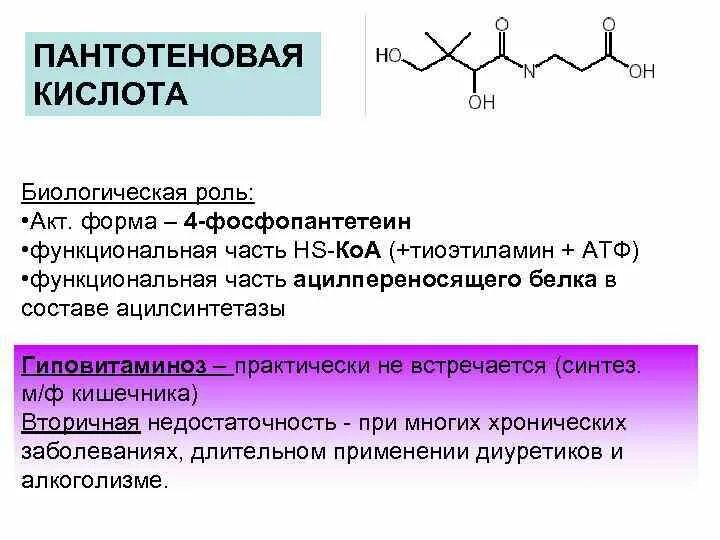 Активная форма в 5. Витамин в3 пантотеновая кислота активная форма. Пантотеновая кислота коферментная форма. Активная форма витамина b5. Пантотеновая кислота биологическая роль.