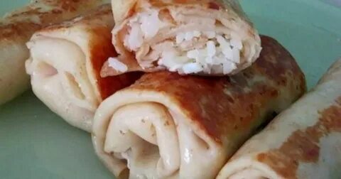 Блины фаршированные яйцом и рисом