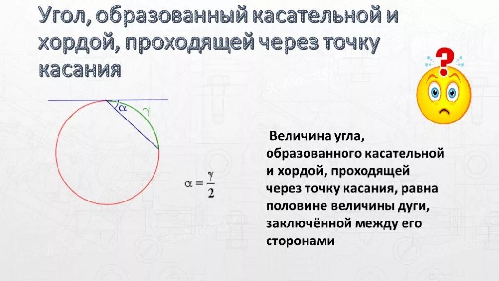 Хорда соединяющая точки касания. Угол между касательной и хордой. Угол образованный касательной и хордой. Хорда к касательной. Угол между хордой и касательной к окружности.