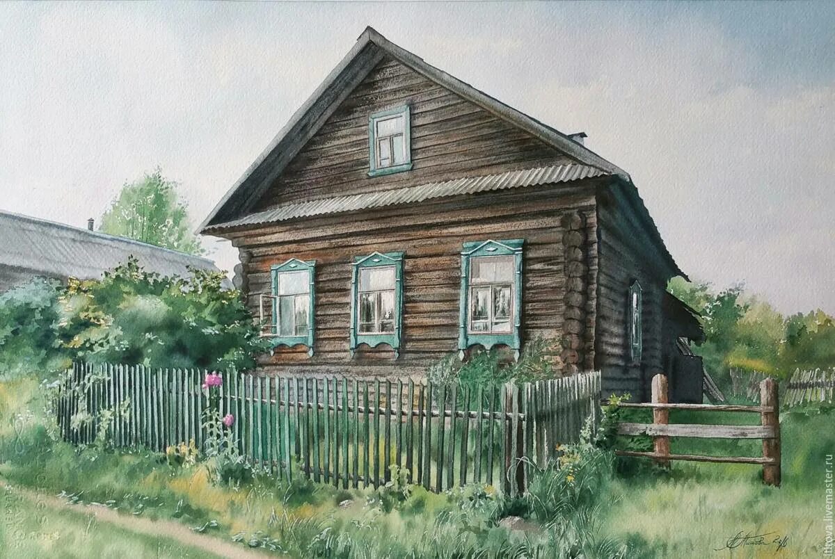 В городе и деревне 8. Деревенский дом. домик в деревне. сельский домик. пейзаж домик в деревне.