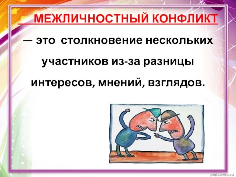 Межличностный конфликт 6 класс обществознание тест. Межличностный конфликт. Конфликты в межличностных отношениях. Межличностный конфликт схема. Участники межличностного конфликта.