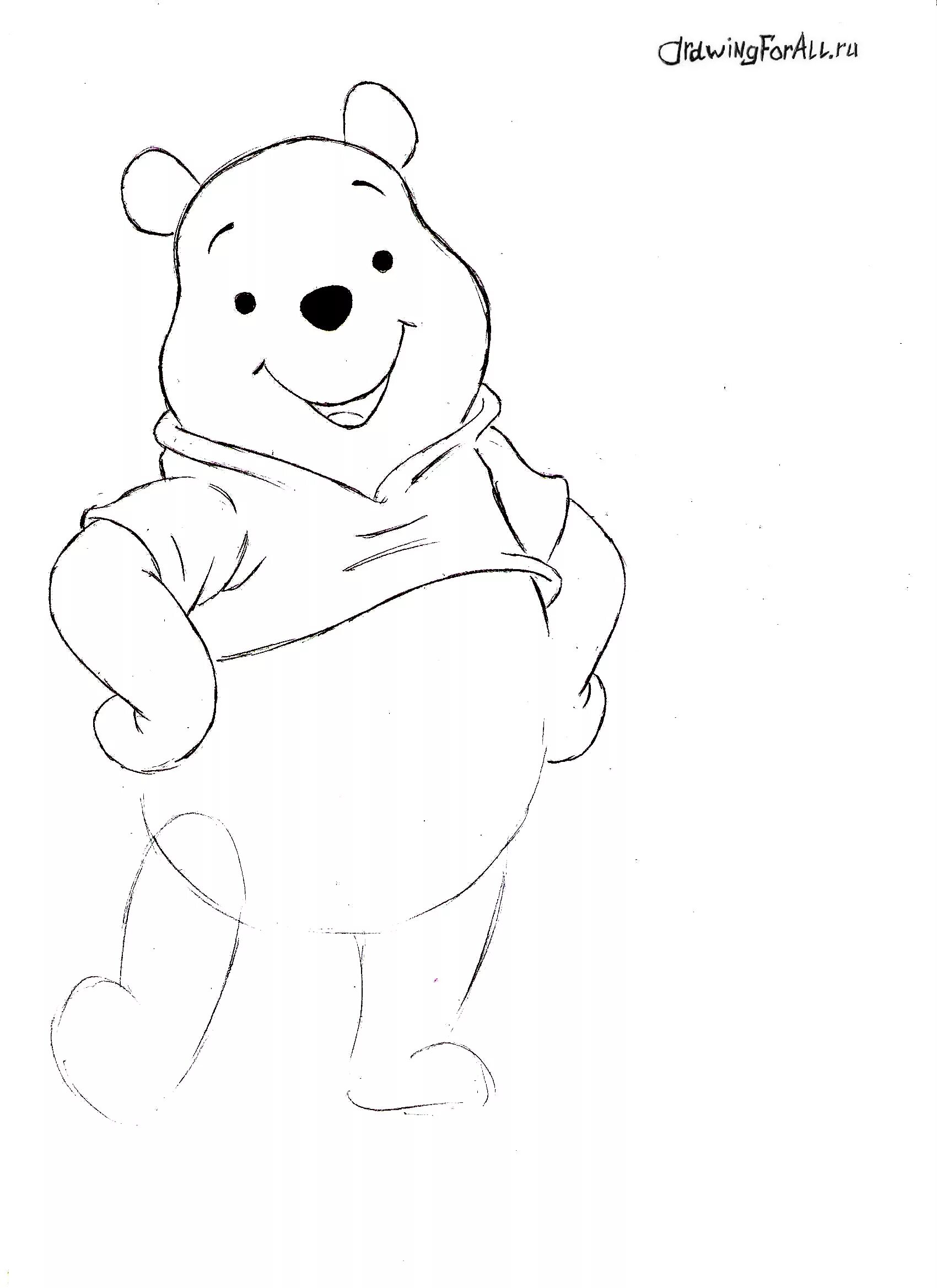 Раскраска "винни-пух". Винни пух карандашом. Нарисовать винни пуха карандашом поэтапно. Рисунки из мультиков. Винни пух рисование.