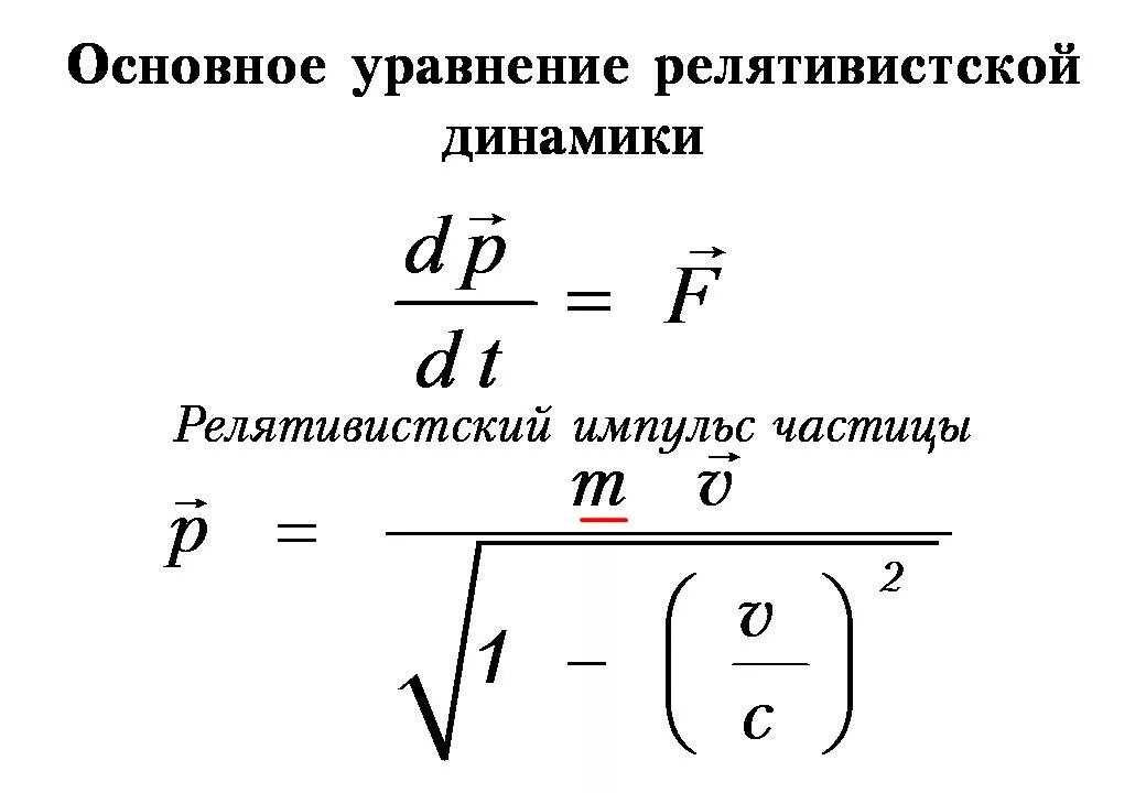 Масса движущейся релятивистской частицы. Элементы релятивистской динамики формулы. Уравнение релятивистской динамики. Основное уравнение релятивистской динамики. Основного уравнения релятивистской динамики.