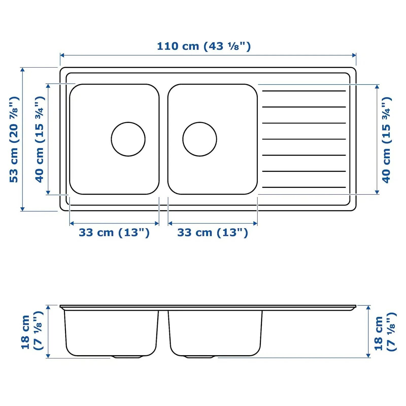 Диаметры кухонных моек. ВАТТУДАЛЕН двойная врезная мойка с крылом, нержавеющ сталь110x53 см. Мойка икеа двойная. Мойка двойная икеа нержавеющая сталь. Раковина ВАТТУДАЛЕН двойная.
