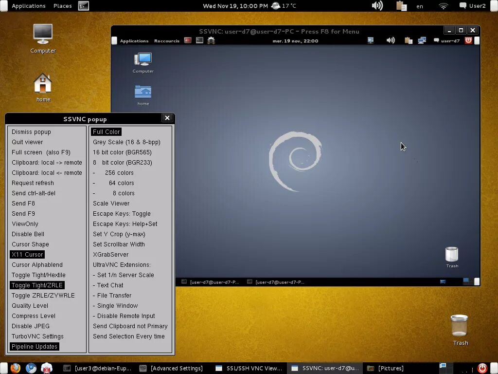 Debian vnc. Солнце дебиан. x11vnc linux фото. ssvnc.
