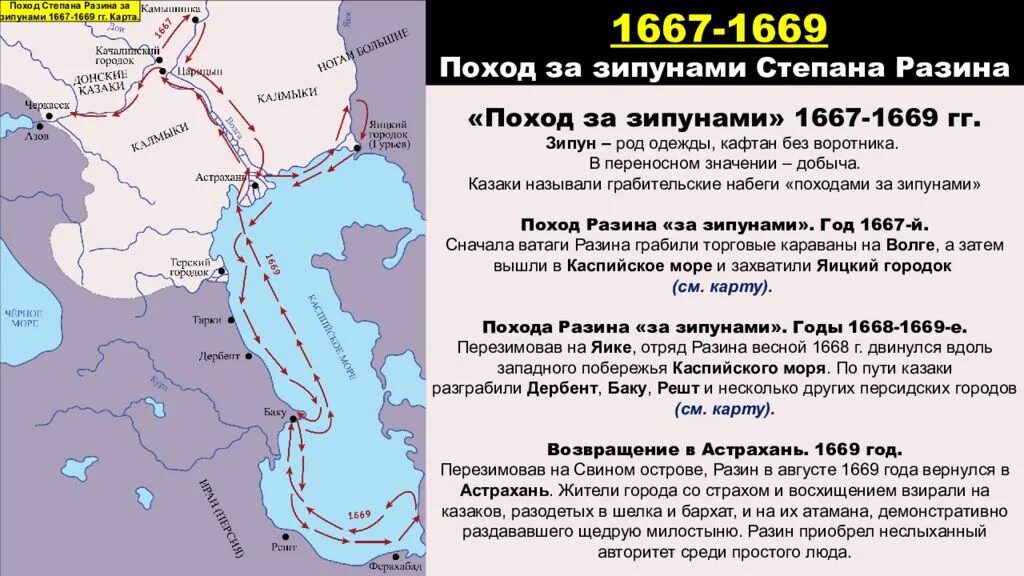 Первый поход степана разина. Поход Степана Разина в 1667-1669. Поход за зипунами Степана Разина. 1667-1669 Поход за зипунами. Поход Степана Разина карта.