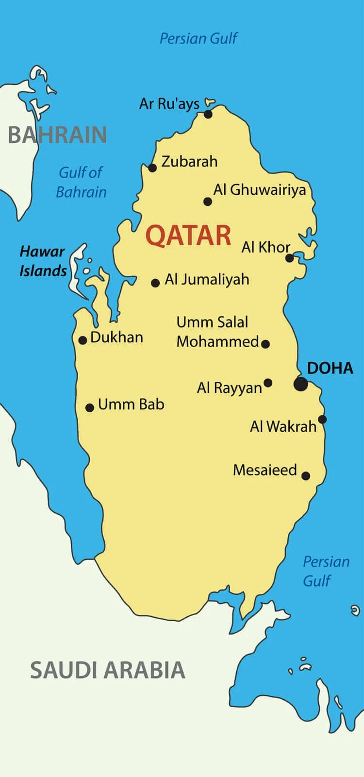 Страна доха где находится. Государство Катар на карте. Катар столица на карте. Географическое положение Катара на карте. Карта Катара с городами.