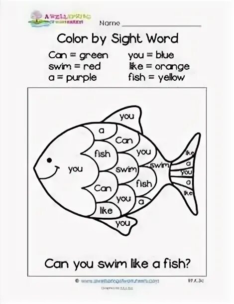 Can a fish run. Sight words 2 класс. color sight words. color by sight words. карточка fish на английском языке для детей.