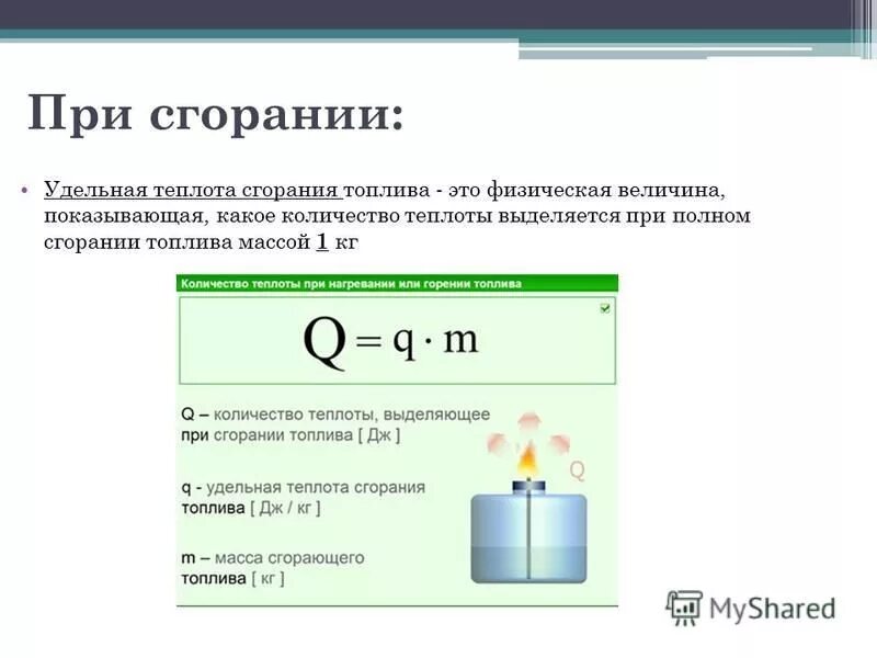 При сжигании 12 3 г вещества. Формула для расчета количества теплоты при сгорании топлива. Количество теплоты при сжигании топлива формула. Формула нахождения Удельной теплоты сгорания топлива. Расчет Удельной теплоты сгорания.