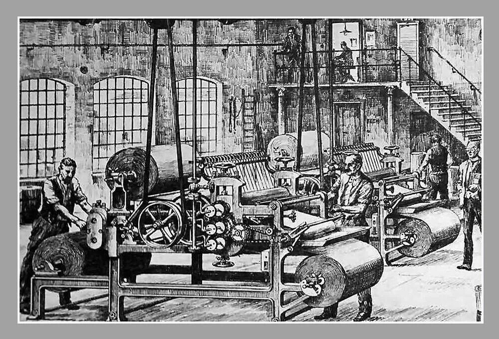 Возникновение и развитие производства. Первая бумагоделательная машина. Первая фабрика по производству картона. Первая бумагоделательная машина в России. Бумагоделательная фабрика 18 век.