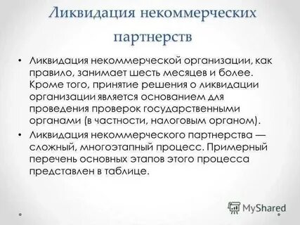 Ликвидация некоммерческой организации юридического лица