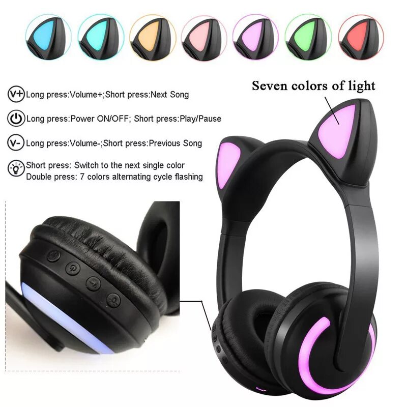 Инструкция наушников с ушками. Беспроводные наушники wireless headphones cat ear. wireless led wireless headphones with 7 color light. bluetooth-наушники jinserta с ушками. беспроводные наушники с ушками vzv-b39.