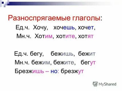 Классы глаголов примеры