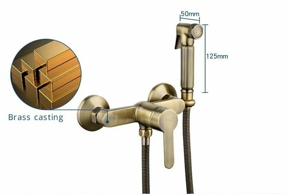 Смеситель бронза гигиеническим душем