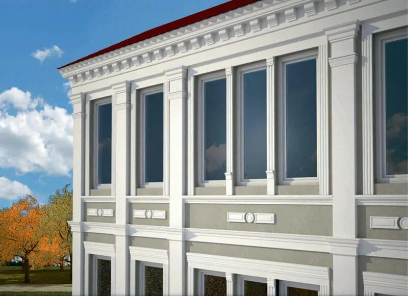 Рустованные пилястры. Фасад с колоннами. Пилястры на окнах. Фасадный декор из пенопласта. Пилястра на фасаде.