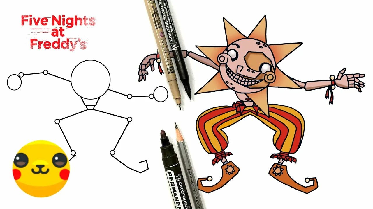 аниматроник солнце. как нарисовать солнце из фнаф. как нарисовать аниматроника солнце. солнце и луна фнаф 9. фнаф 9 солнце арт.