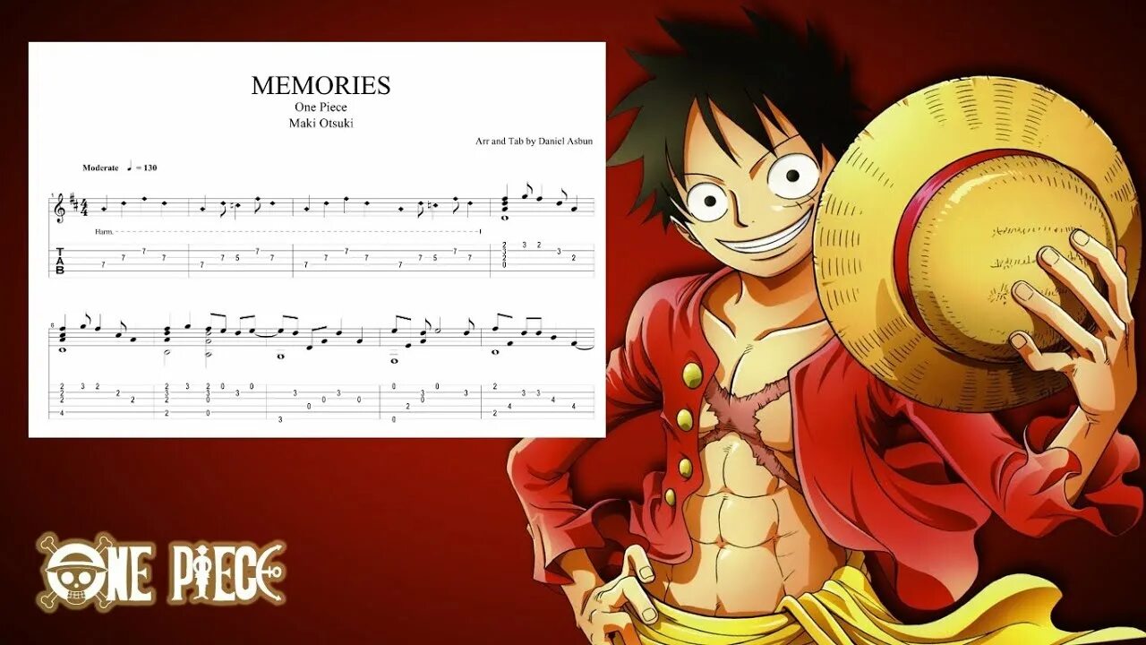 Текст опенинга ван пис. Опенинг Ван Пис на гитаре. One piece Guitar Tabs. Ван Пис гитара. Memories one piece.