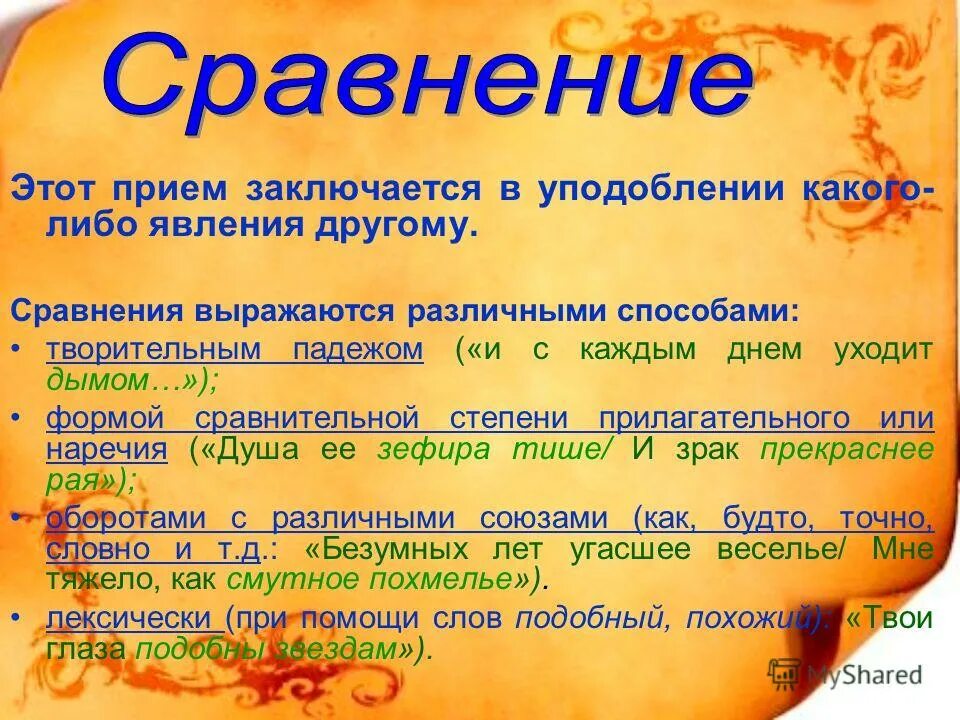 Уподобление какого либо явления другому. Уподобление какого либо явления другому
