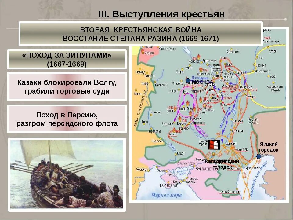 Поход Степана Разина в 1667-1669 карта. Восстание Степана Разина 1667 1669. Поход за зипунами Степана Разина карта.