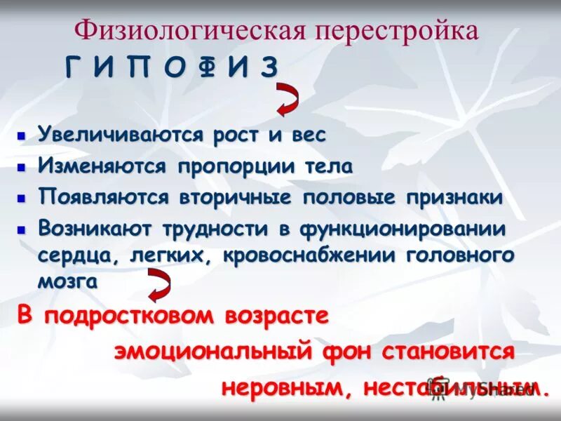 Физиологические перестройки