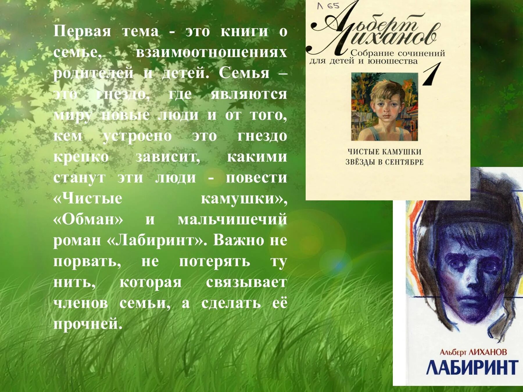 Сочинение как книги влияют на человека лиханов. Темы произведений Лиханова.