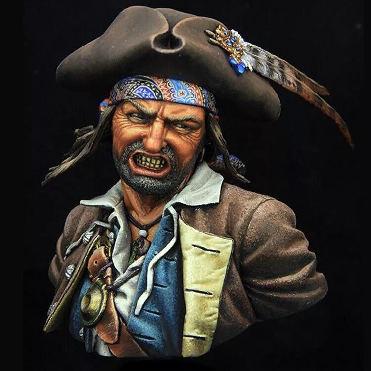 Пиратская ж. Джон Сильвер пират. Бюст пирата. Фигурка "пират". Модель пирата бюст.