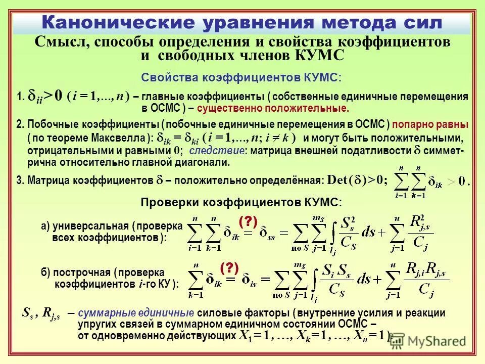 система канонических уравнений метода сил