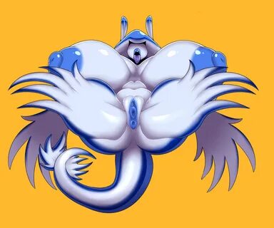...blue body, breasts, eyeless, female, gastropod, genitals, huge breasts, ...