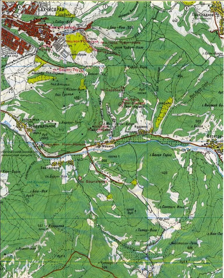 Топографическая карта Крыма. Топография Крыма. Топографическая карта Бахчисарайского района. Карта Бахчисарайского района Крыма подробная.