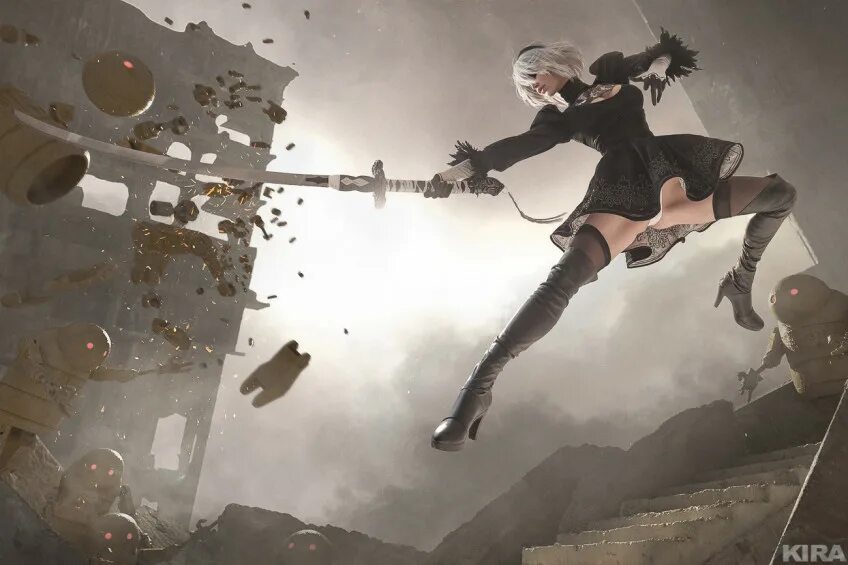 Играл в NieR: Automata? Смотри - сама 2B YoRHa в моей постели