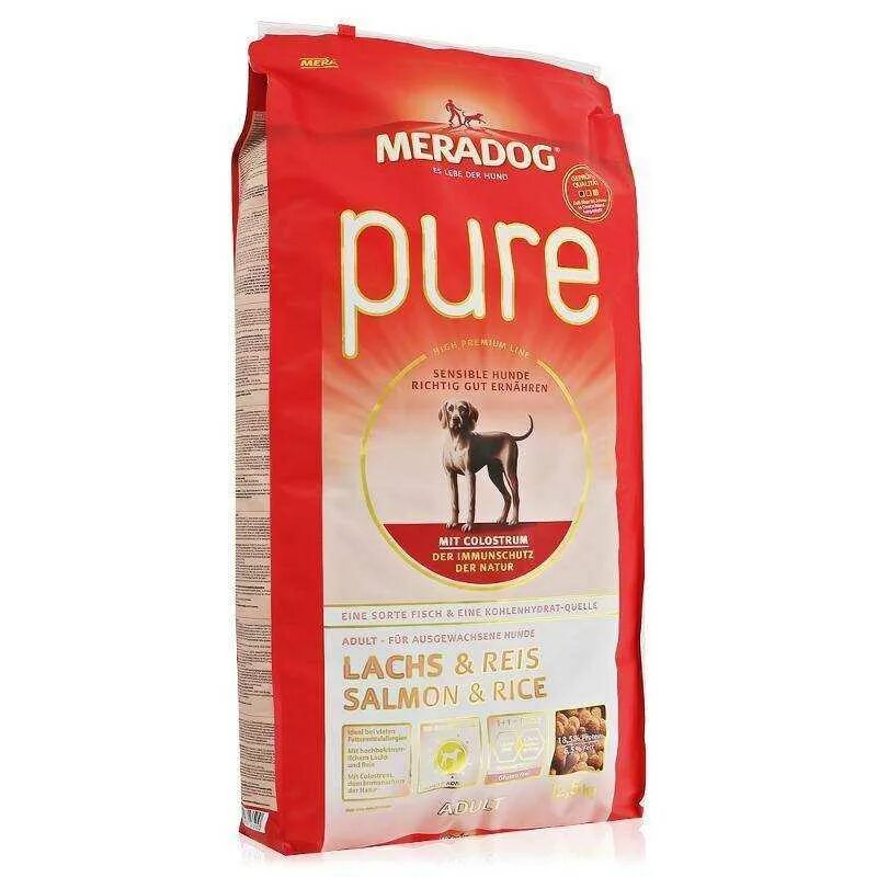 Meradog Pure. Мерадог корм. Мерадог корм для собак. Мерадог лосось. Купить корм с рисом для собак