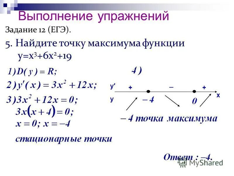 Найдите точку максимума функции 6 12x