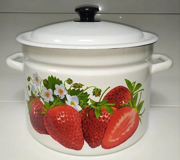 кастр. сфер. керченская эмаль. кастрюля эмалированная 4л белая с декором 42304-142/6 кмз. керченская эмаль.