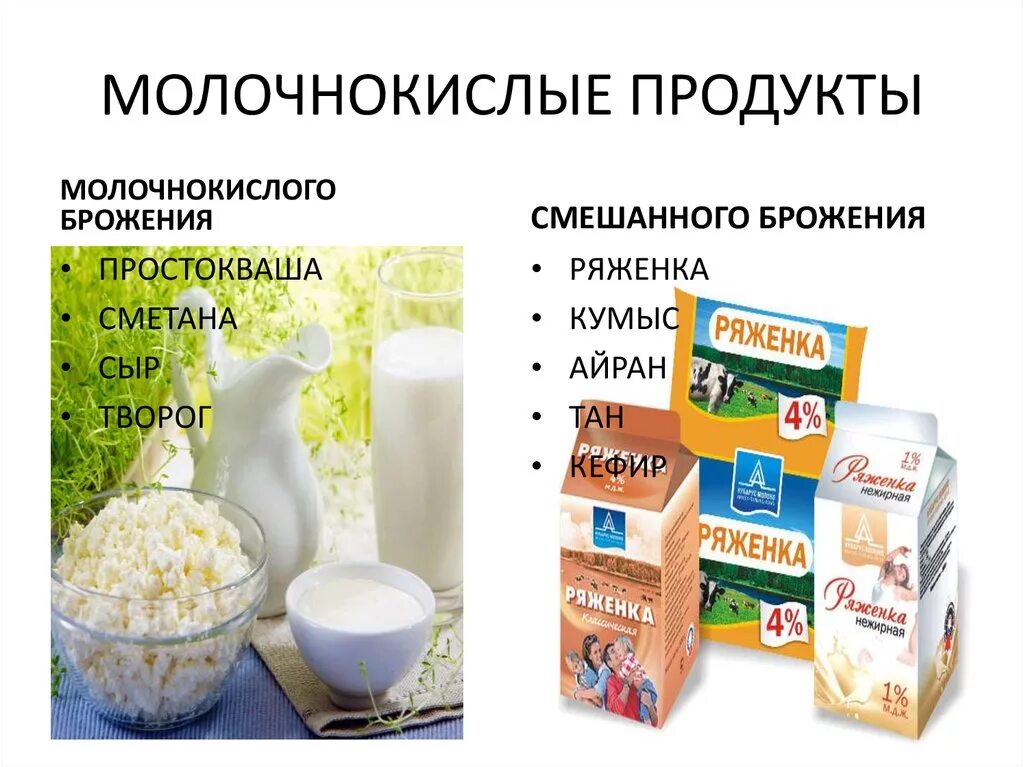Какие продукты приводят молоко. Молочные продукты. Кисломолочные продукты смешанного брожения. Молочнокислые продукты. Ассортимент молочных и кисломолочных продуктов.