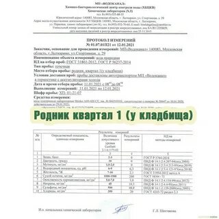 Протокол результатов анализов