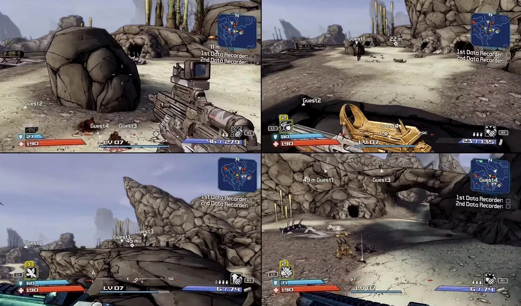 Borderlands split screen. Бордерлендс сплит скрин. borderlands 2 в 4 split screen. бордерлендс сплит скрин на 4 игроков. borderlands 3 players split screen.
