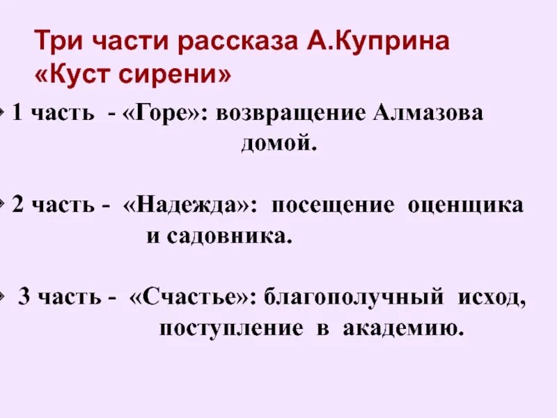 Сочинение рассуждение куст сирени можно. Рассказ куст сирени Куприн. Литература 8 класс Куприн куст сирени. Части рассказа куст сирени. История создания рассказа куст сирени Куприна.