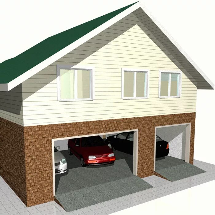 проект двухэтажного гаража на 2 машины