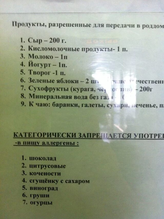 Списки рожениц. Список продуктов в роддом. Список разрешенных продуктов в роддом. Список разрешенных продуктов для передачи в роддом. Перечень продуктов разрешенных в родильный дом.