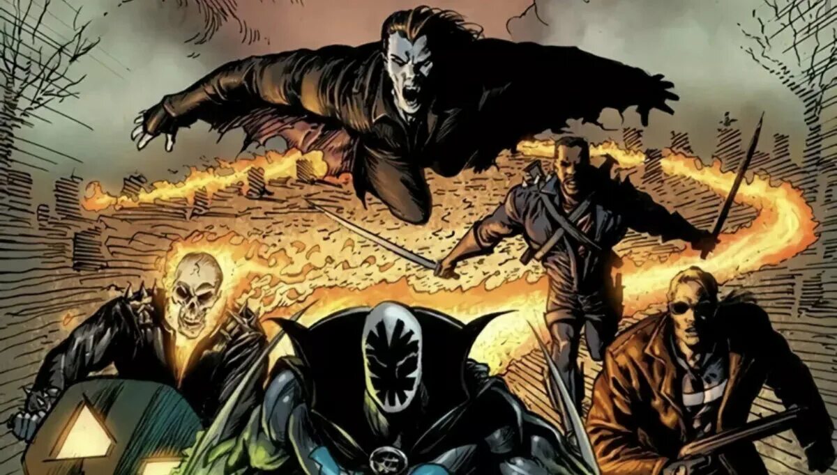 Midnight sons марвел. Сыновья полуночи марвел арт. Marvel midnight sun призрачный гонщик. Midnight sons марвел. Грег смолвуд.